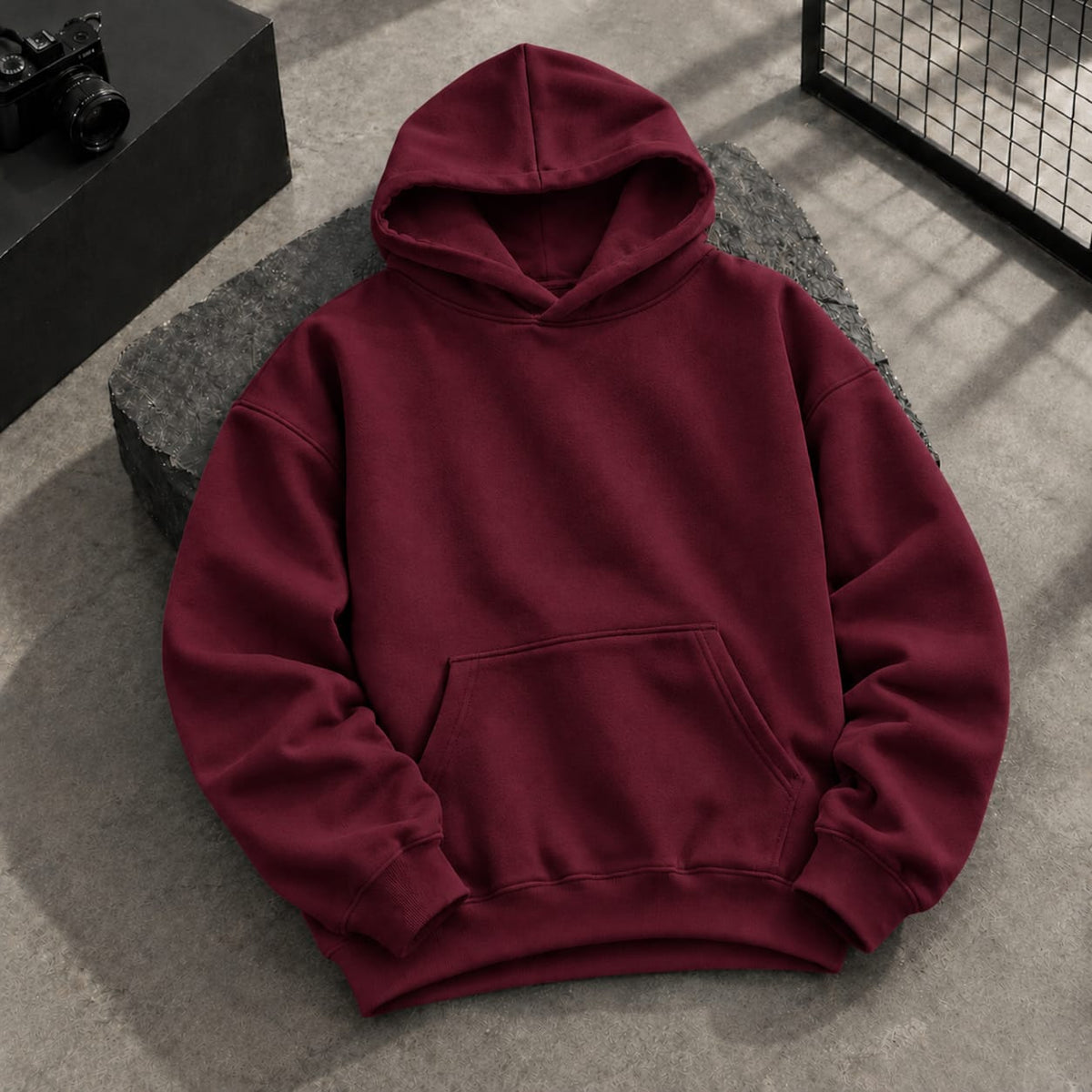 MAROON PLAIN HOODIE