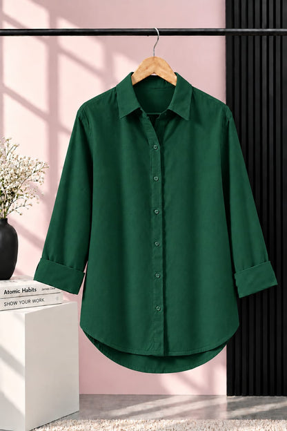 BOTTLE GREEN BUTTON DOWN SHIRT