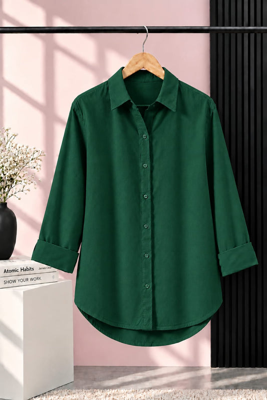 BOTTLE GREEN BUTTON DOWN SHIRT
