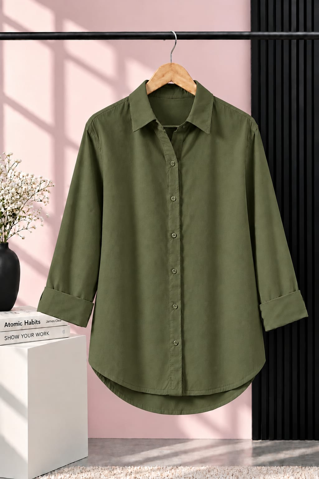 OLIVE GREEN BUTTON DOWN SHIRT