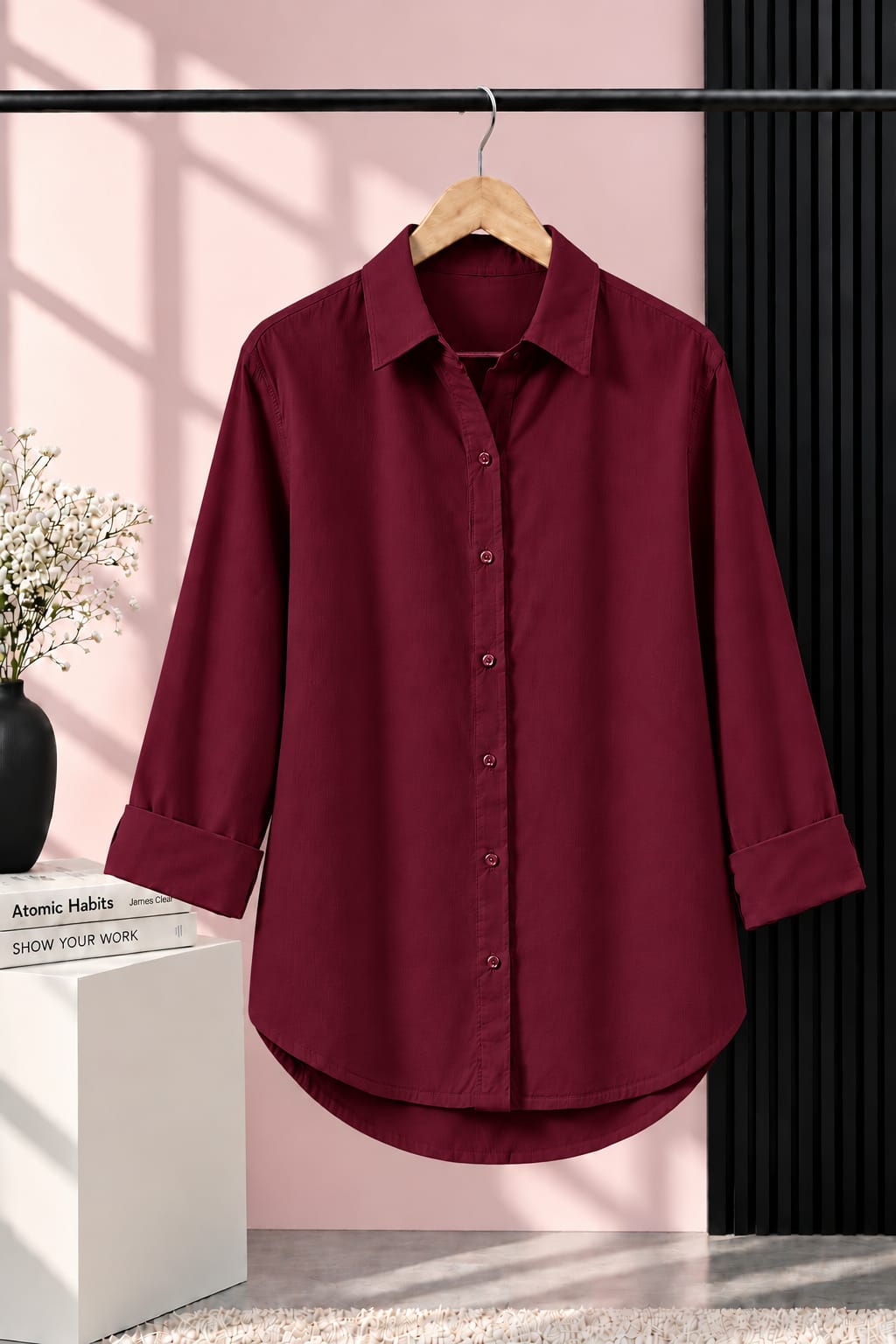 MAROON BUTTON DOWN SHIRT