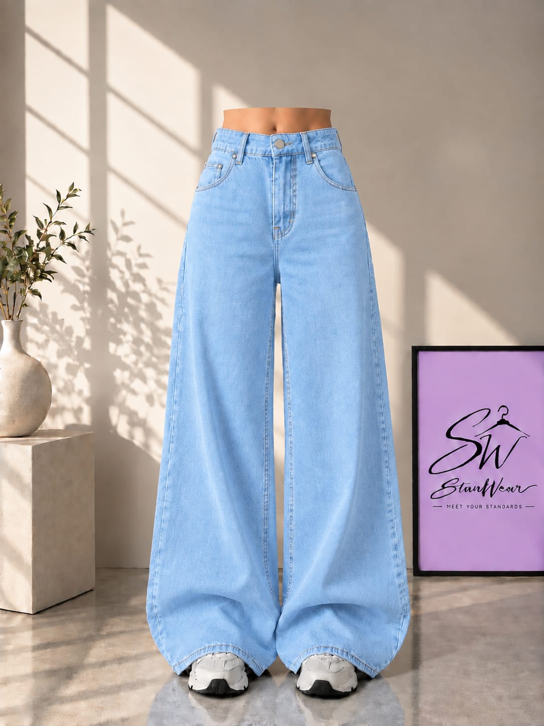 SKY BLUE WIDE LEG BAGGY JEANS