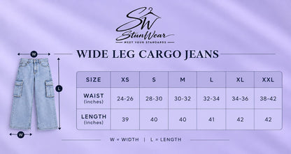 ICE BLUE WIDE LEG CARGO JEANS